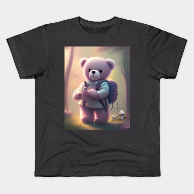 Teddy Bear in the woods Kids T-Shirt by meltubs76